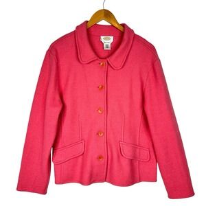 Talbots Alpaca Wool Jacket Womens XL Pink Button Front Peplum Classic